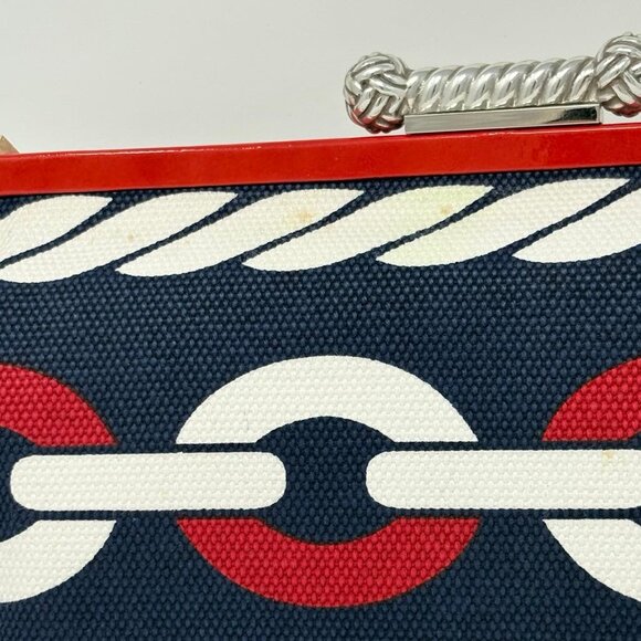 Brighton Nautical Chain Print Clutch with Chain Strap – Red, White & Blue - Picture 9 of 13